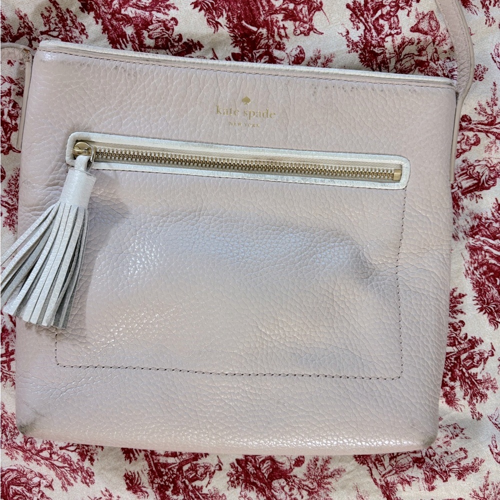 Leather Kate Spade Pale Neutral Pink & Cream Tailored Crossbody Purse
